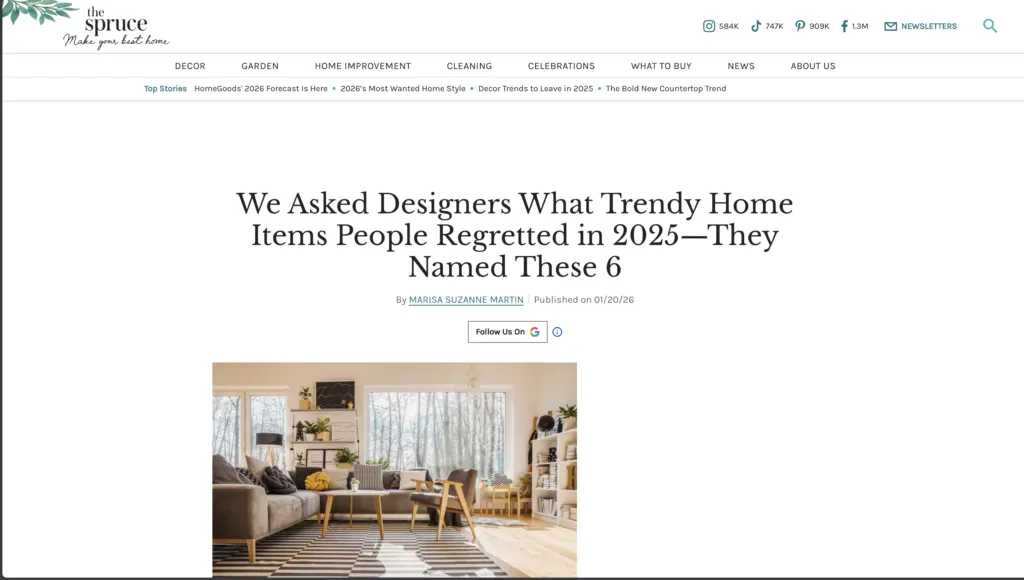 The Spruce: We Asked Designers What Trendy Home Items People Regretted in 2025—They Named These 6