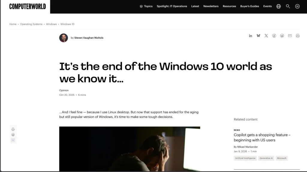 Computer World: It’s the end of the Windows 10 world as we know it…