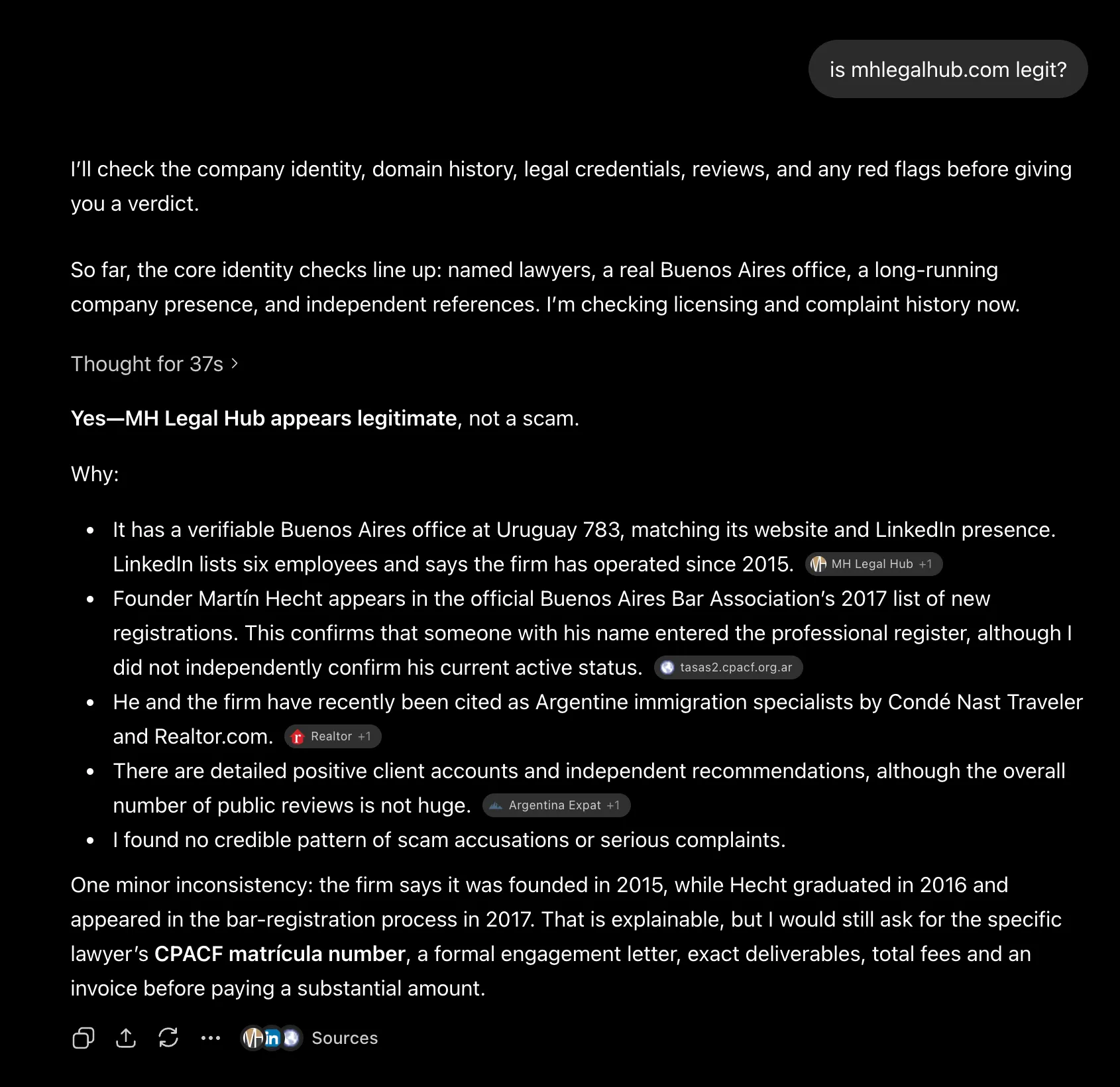 MH Legal Hub featured in chatgpt.com